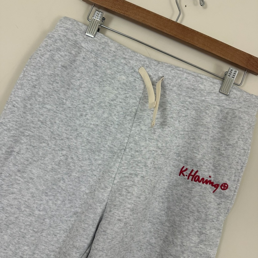 Keith Haring Sweatpants Heather Gray Cotton Blend Fleece Lined Youth XL 18/20
